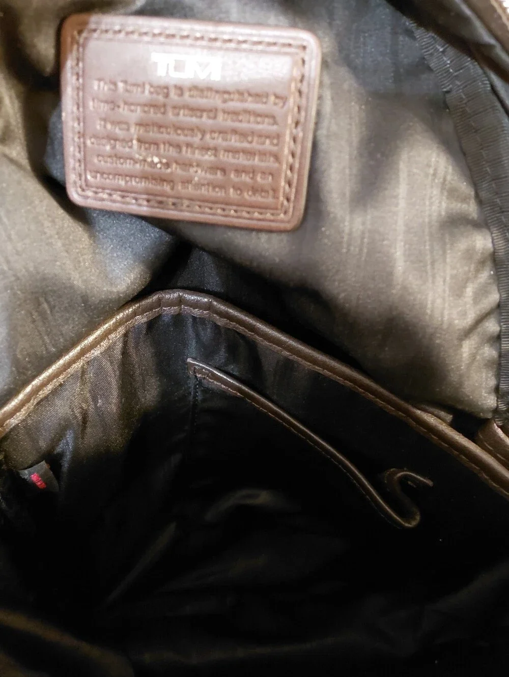 TUMI Men's Brown Leather Slingback Bag
